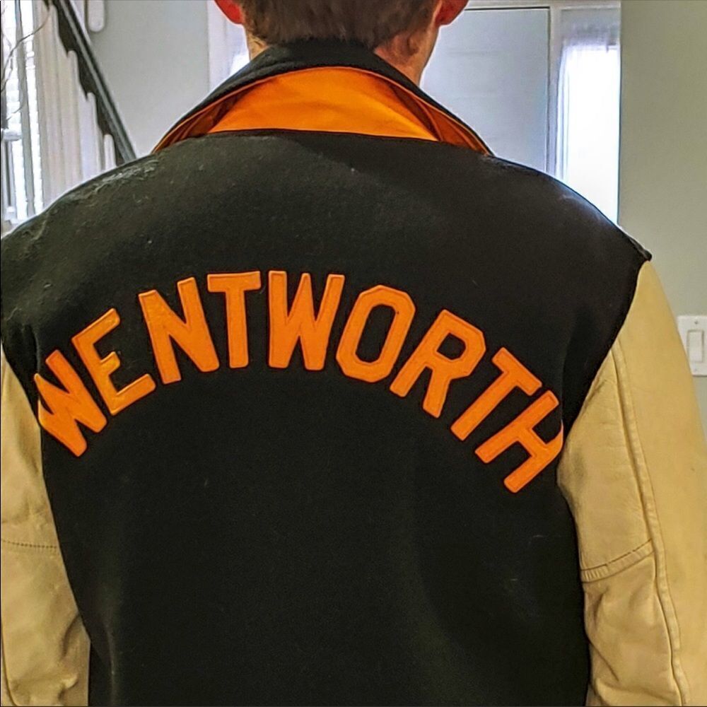 Vintage Wool & Leather Wentworth Institute Technology Boston Retro Team Jacket-M